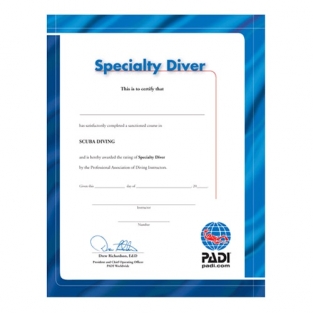 Certificate - Specialty Diver (English)